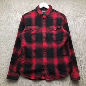 Polo Ralph Lauren Pearl Snap Button Up Shirt Men's M Long Sleeve 1980 Vintage.